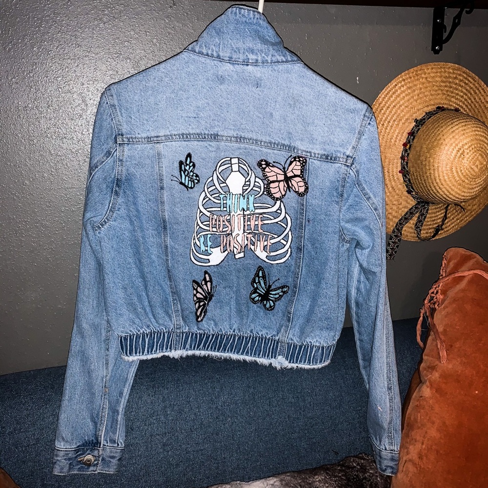 Cropped hand painted jacket!
